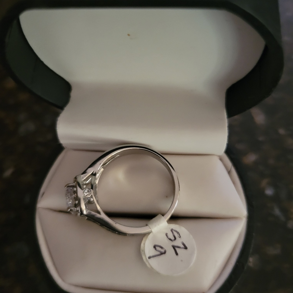 Halo CZ Wedding Rings - Picture 5 of 6